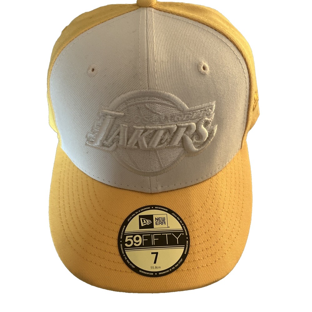 Los Angeles Lakers New Era 2 Tone Yellow/ Cream 59fifty Fitted Hat SIZE 7 NWT